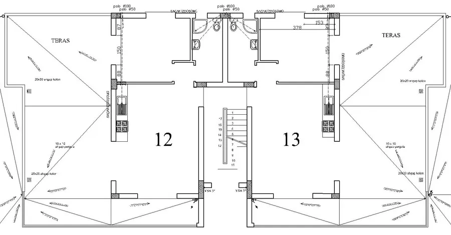 1+1 Penthouse kat planı